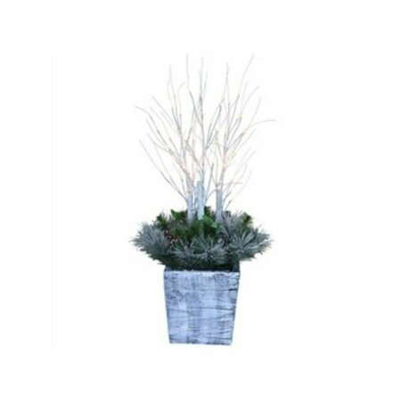 GGW PRESENTS 36 in. 54 Warm White LED Lights Christmas Porch Pot with Birch & PVC Greenery GG3845169